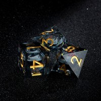 Ensemble de dés en résine faits à la main avec logo personnalisable RPG Donjons et Dragons avec des dés polyédriques à bords nets