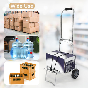 Folding Portable Steel Hand <b>Cart</b> With Four Wheels For Grocery Shopping And Home Use - Product Image 5