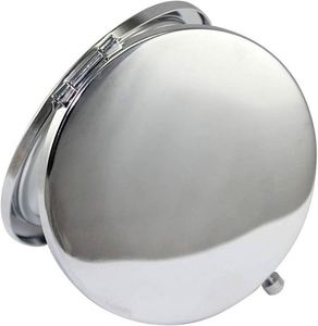 Petit miroir de maquillage compact rond argenté grossissant pour sac à main, idéal pour les voyages - Product Image 4
