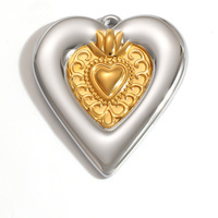 SUMMLY Colgantes de Moda con Forma de Flor Grande, Corazón y Estrella de Mar, Chapados en Oro de 18K, de Acero Inoxidable, para Fabricación de Joyas DIY y Collares de Moda