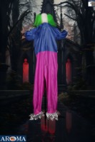 Aroma 64'' Clown effrayant animé sur pied pour Halloween avec effets sonores, paroles et mouvements de tête pour véranda et maison hantée