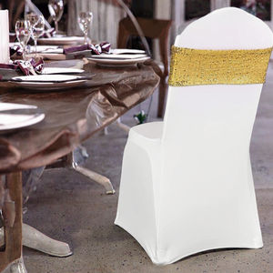 Housse de chaise plissée à trois coins en spandex blanc/couleur personnalisée, taille personnalisée, extensible, durable, pour hôtel, mariage - Product Image 5