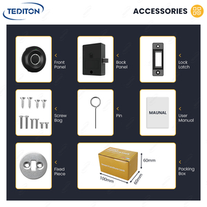 Tediton sécurité sans clé électronique pouce Invisible biométrique empreinte digitale armoire meubles intelligent casier serrure tiroir serrures - Product Image 2