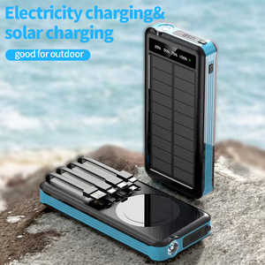 Tùy chỉnh biểu tượng năng lượng mặt trời bảng điều khiển 10000mAh không thấm nước ngân hàng điện trường hợp được xây dựng cáp hỗ trợ không dây sạc Type-C <span class=keywords><strong>LED</strong></span> <span class=keywords><strong>Torch</strong></span> di động - Product Image 3