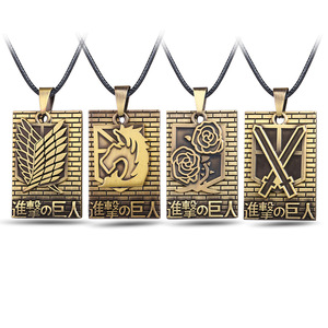 4 Gaya Anime Jepang <span class=keywords><strong>Attack</strong></span> On <span class=keywords><strong>Titan</strong></span> Kalung Logam dengan Dua Liontin - Product Image 1