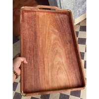 Plateau de service rectangulaire en bois d'acacia, style oriental de luxe, durable, écologique, motif personnalisé, plateaux de service en bois massif