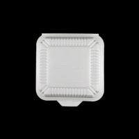 Boîte à lunch en plastique à charnière 8x8, écologique, sans BPA, en PP de qualité alimentaire, jetable, pour hamburger, noire transparente
