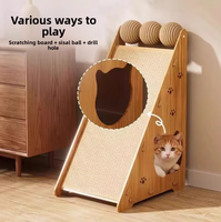 Jouets pour chat : Griffoir en sisal vertical triangulaire, durable, résistant aux morsures, sans fibres détachées, avec balle amovible