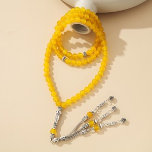 Collar de Ágata Amarilla Natural, Rosario de <span class=keywords><strong>99</strong></span> Cuentas, Misbaha, Collar de Piedras Semipreciosas, Joyería de Moda, Regalo - Product Image 2
