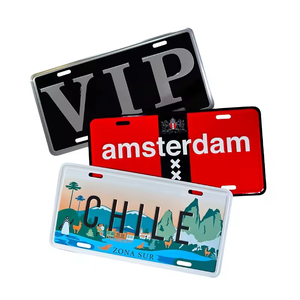 Placa de matrícula de coche de aluminio decorativa con logotipo en relieve de diseño personalizado