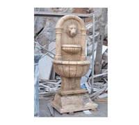 Taille personnalisée décoration extérieure pierre eau Lion fontaine paysage décor naturel Beige marbre fontaine murale