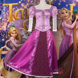 Robe de princesse Raiponce, costume de cosplay violet long, robe de fête d'Halloween pour femmes, matière polyester - Product Image 1