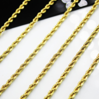 Chaîne en or véritable plaqué or ionique BMZ 18 carats 50/60 cm*0,3/0,4/0,5/0,6 cm Chaîne en corde de la meilleure qualité Garantie 2 ans Chaînes en or en forme de corde