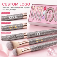 Ensemble de pinceaux de maquillage Glitz and Glam avec strass, pinceaux de maquillage professionnels de luxe, 26 pièces