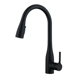 Online Hot Sale High Quality Matte Black Pull Out Kitchen Faucet High End Kitchen Sink Tap with Single Lever CE certificate