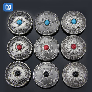 Boutons-pression en gros, alliage personnalisé, pierre turquoise, fleurs, conchos, artisanat du cuir, concho à vis pour ceinture, <span class=keywords><strong>portefeuille</strong></span>, selle - Product Image 1