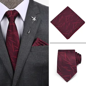 Kinh Doanh Phù Hợp Với Kẻ Sọc Đỏ Mens Tie Cà Vạt Và Tiếng Trẻ Con Cổ Tie Set Ties Men Set Trong Hộp