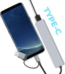 <span class=keywords><strong>Hub</strong></span> multipuerto de aleación de aluminio con logotipo personalizado, <span class=keywords><strong>Hub</strong></span> multipuerto 7 en 1 <span class=keywords><strong>USB</strong></span> 3,0 2,0, adaptador multipuerto, <span class=keywords><strong>HUB</strong></span> <span class=keywords><strong>USB</strong></span> tipo <span class=keywords><strong>C</strong></span>, estación de acoplamiento OTG - Product Image 4