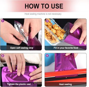 보라색 두꺼운 재사용 지퍼 잠금 마일라 포일 스탠드 파우치 애완 동물 사료 장기 보관 재밀봉 지퍼 닫기 Doypack - Product Image 5