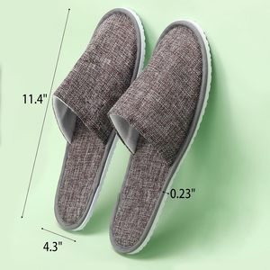 Hotel <b>Slipper</b> Closed Toe Luxury Gray Linen EVA Sole Spa 5 Star Hotel <b>Slippers</b> with Logo - Product Image 2