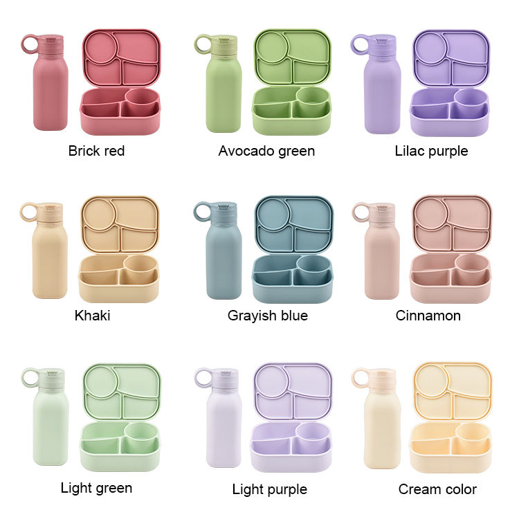 Silicone lunch box and silicone water bottle set