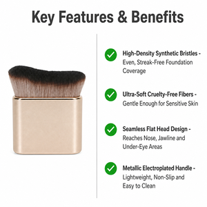 Pinceau applicateur auto-bronzant Kabuki pour fond de teint, pinceau de maquillage corporel en gros, logo personnalisé, pour estomper <span class=keywords><strong>le</strong></span> bronzant, poils véganes, OEM ODM - Product Image 3