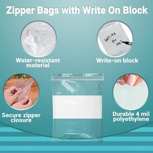 White Block Zipper <b>Bags</b> 8 X 10 4 Mil Thick Plastic Storage <b>Bags</b> For Kitchen Food Container Neatening Storage 1000 Pack - Product Image 4