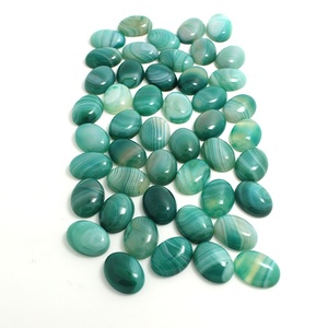 Ágata de encaje verde de 15x20mm, cuenta con parte trasera plana, rayas de arco iris, cabujones ovalados, cuentas de piedra para fabricación de joyas - Product Image 2