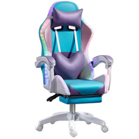 Chaise de jeu ergonomique en cuir pu, chaise de course led et rvb, pour ordinateur, logo personnalisé, rose, violet, avec broderie, unités