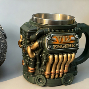 Mug en acier inoxydable avec moteur V12 3D, design créatif, cadeau d'anniversaire unique pour les passionnés d'automobiles et les hommes - Product Image 4