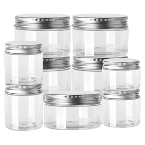 Pet Clear Round Wide-mouth Plastic Jars Empty Cosmetic Makeup Box Food Storage Canister Container Jar Pot Bottle.