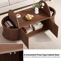Table de salon ovale 2026 avec rangement, table basse en bois avec porte à pression et 2 couvercles rabattables cachés pour salon