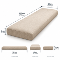 Coussin de banc long pour jardin, terrasse et extérieur, en tissu de blé tissé, résistant aux UV, épais, confortable, polyvalent et durable