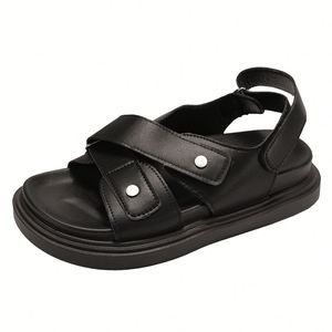 Nouvelles sandales d'été 2026 noires rétro à semelle épaisse surélevée, antidérapantes, polyvalentes, style romain, pour femmes, chaussures décontractées d'extérieur - Product Image 6