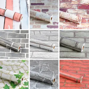 Waterproof Wall Brick Self Adhesive Vinyl Pvc Wallpaper Modern Gray Cement Stick Wallpaper 3D Home Decoration