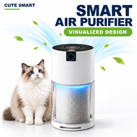 Purificateur d'air pour animaux de compagnie à infrarouge avec mode automatique, chambre de collecte des poils transparente, filtre HEPA H13, 150 m³/h pour les pièces jusqu'à 18 m² ㎡