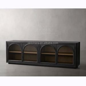 Meuble TV moderne de style américain en bois massif et verre pour salon, chambre ou hôtel – Buffet simple et élégant - Product Image 5