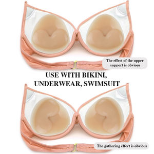 Çift boyutu kendinden yapışkanlı silikon meme yumuşak Push-Up geliştirme özelliği ile sutyen yastıkları görünmez Bikini ekler - Product Image 6
