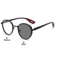 Lunettes rondes OEM ODM à la mode, monture TR90, logo personnalisé, lunettes rétro pour femmes et hommes, vente en gros, lunettes photochromatiques