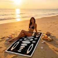 Wholesale Custom High-quality 100% Cotton Absorbent Skin-friendly Sand-proof Jacquard Modern Eco-Friendly Beach Towel
