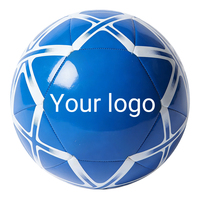 Ballon de football Aiju personnalisé, prix bas, vente en gros, taille 5, haute qualité, bleu, cousu à la machine, PVC durable, service OEM/ODM