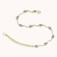 Bracelet élégant en argent S925, 4 mm, 0,30 ct, moissanite, design ruban, bracelet porte-bonheur, cadeau pour femme, certificat GRA