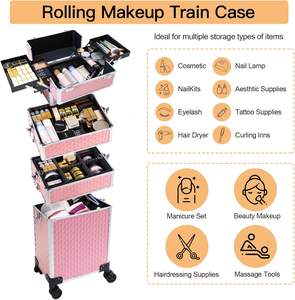 Valise de maquillage professionnelle en aluminium avec fermeture à cadenas, grande capacité, portable, pour les coiffeurs, utilisation en salon de beauté - Product Image 3