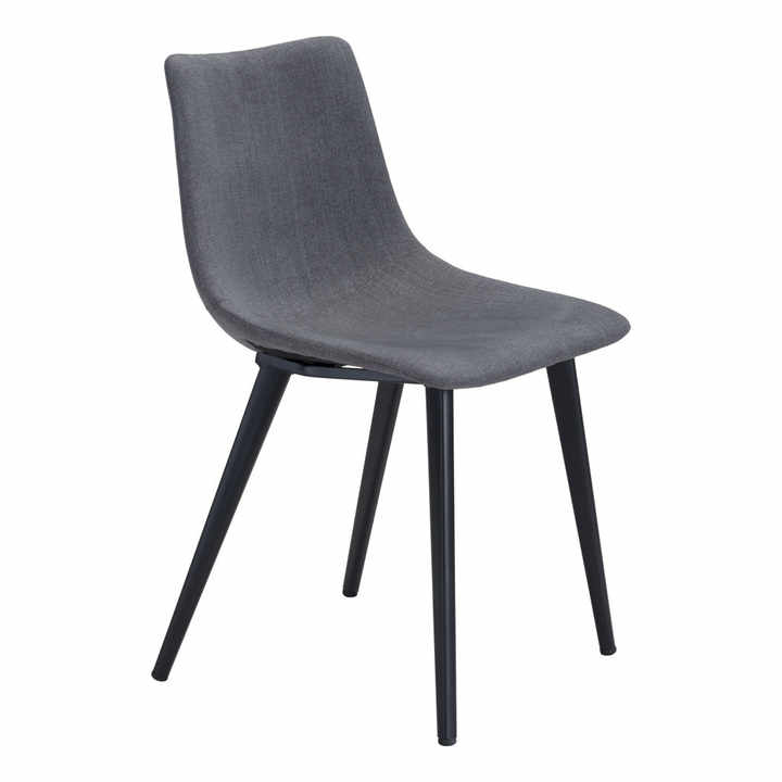 hms Set of Two Gray And Black Upholstered Fabric Dining Side Chairs