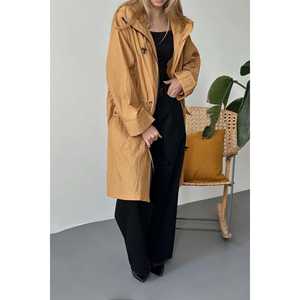 Abrigo Tipo Gabardina Color Camel, Manga Larga, Tejido Impermeable, Casual, Para Todas las Temporadas, Abrigo para Mujer - Product Image 2