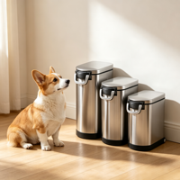 Conteneur de stockage pour aliments pour animaux, nourriture pour chats et graines pour oiseaux, couvercle hermétique sans BPA, bac à nourriture pour animaux en acier inoxydable brossé