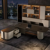 Bureau de direction moderne de luxe en forme de L, style Flute, pour manager, PDG, patron, table d'ordinateur pour usage personnel