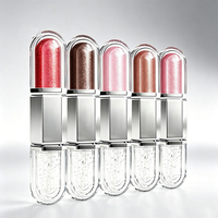 Rouge à lèvres liquide pailleté double embout 2-en-1 et huile à lèvres hydratante, teinte brillante repulpante, hydratante, sans effet desséchant sur les lèvres, double embout
