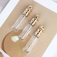 Flacon à bille en verre transparent de 8 ml avec bouchon doré, flacon vide pour huiles essentielles, conteneur de voyage portable rechargeable