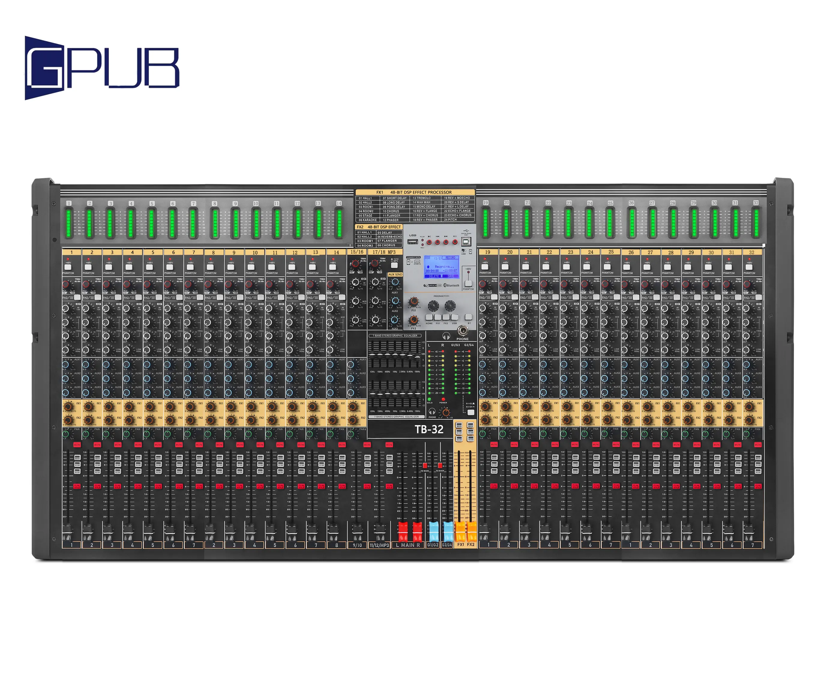 TF-32デジタルデジタルミキサー32チャンネルデジタルミキサーコンソール音楽オーディオDJミキサーコンソールプロ用サウンドシステム